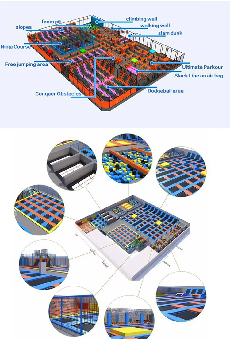 Children's trampoline park equipment